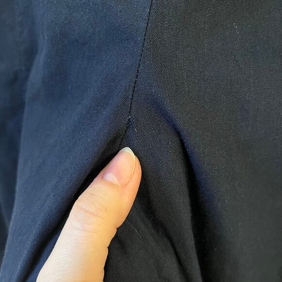 J.Jill Linen Wide Leg Pants Medium Petite Navy Stretch Cropped Nautical Beach - Picture 13 of 13